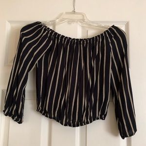 Gold and Black Off the Shoulder Top